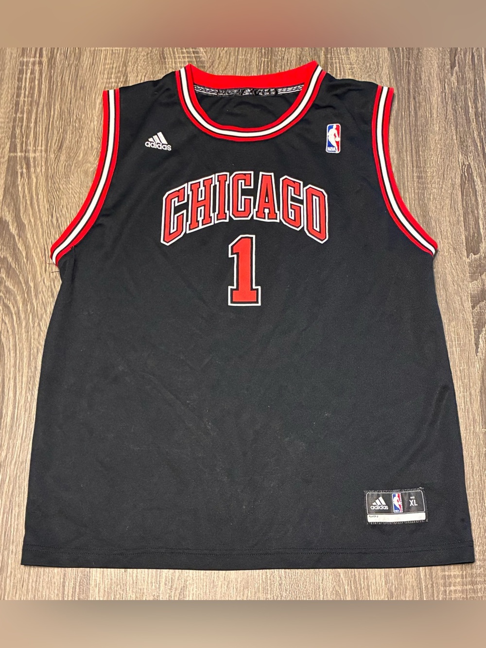 Adidas Chicago Bulls Derrick Rose #1 Black Basketball NBA Jersey Youth Size XL